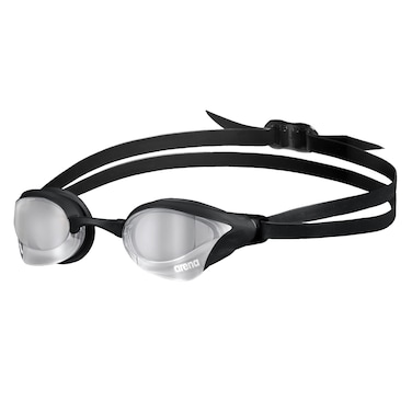 ARENA Unisex Cobra Core Swipe Anti-Fog Racing Swim Goggles for Men and Women Polycarbonate Mirror Lens, Silver/Black