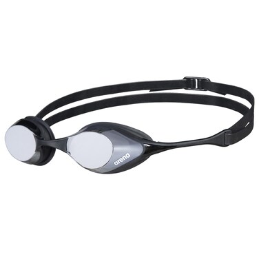 ARENA Unisex Adult Cobra Swipe Racing Swim Goggles for Men and Women Polycarbonate Mirror Lens Hydrodynamic Design, Silver/Black