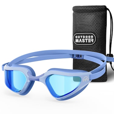 OutdoorMaster Fisheye Swim Goggles, Anti-fog Swimming Goggles No Leaking UV Protetion Adults Men Women, Large Size, Blue