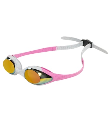ARENA Unisex Youth Spider Junior Swim Goggles Girls and Boys Ages 6 to 12 Anti-Fog Mirror Lens Easy to Adjust Strap No Leak, Pink/Gray/Pink