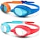 OutdoorMaster Kids Swim Goggles 2 Pack - Quick Adjustable Strap Swimming Goggles for Kids - B