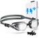 ZABERT Swim Goggles,W2 Swimming Goggles for Adult Men Women, Anti-fog UV Protection No Leaking,Mirrored Gray Silver