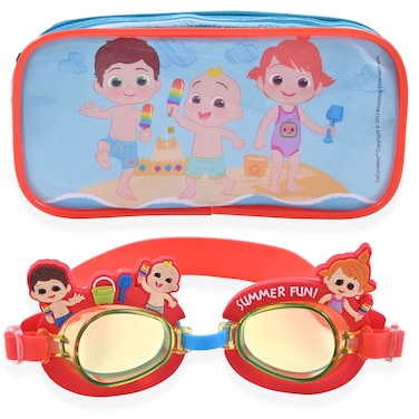 CoComelon Kids Swim Goggles for Boys and Girls   Boys Swimming Goggles with Carrying Case (Red)