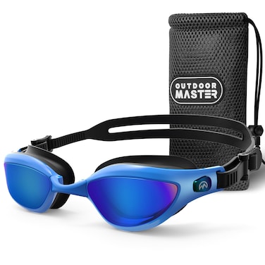 OutdoorMaster Goby Swim Goggles, Anti-fog Swimming Goggles No Leaking UV Protetion Adults Men Women Youth, Mirrored Blue