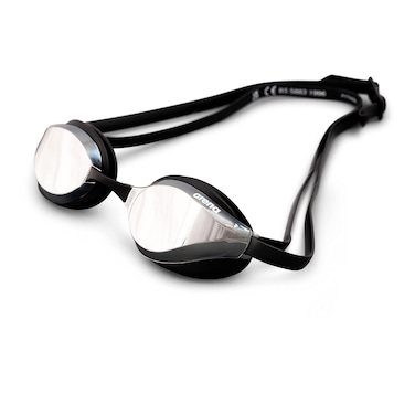 Arena Python Racing Swim Goggles for Men and Women, UV Protection, Anti-Fog, Dual Strap, Mirror Lens, Silver/Black