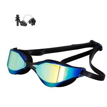 Focevi Swimming Goggles for Men/Women, Anti-Fog Anti-UV Mirrored Wide Vision Adult Swim Goggles, Boys/Girls/Junior/Teenagers/youth Swimming Glasses and Gear