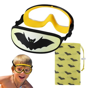 HYDROCOMFY Toddler Swimming Goggles, Kids Goggles Tangle Free, Yellow Bat Swimming Goggles for Kids3-6