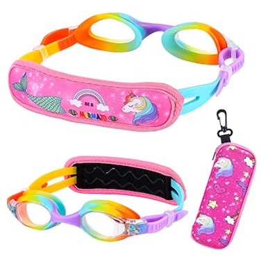 RUIGAO Kids Goggles, Toddler Goggles3/4/5/6 Years Old, Rainbow Mermaid Unicorn Goggles for Kid/Child/Youth Swimming