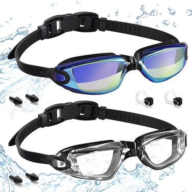 Vatefery Kids Swim Goggles 2 Packs Swimming goggles for kids Ages 6-14 Children Girls and Boys,Anti-Fog Clear Vision Swim Pool Goggle