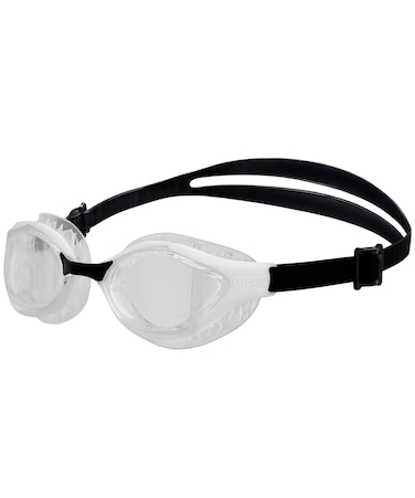 ARENA Unisex Adult Air-Bold Swipe Anti-Fog Training Swim Goggles for Men and Women Cushioned Seals Superior Comfort Non-Mirror Lens, Clear/White/Black