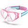 ZABERT Girls Kids Swim Goggles Mask Nose Cover Fabric Strap - Snorkel Dive Swimming Snorkeling Scuba Diving - Age 6-14 Pink
