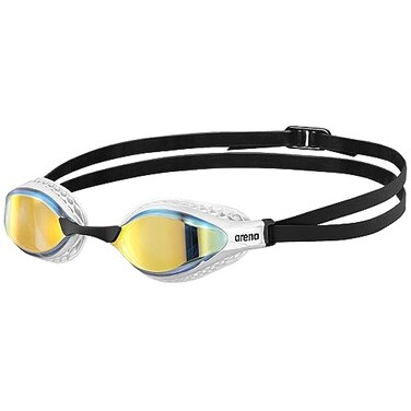 ARENA Unisex Adult Air-Speed Anti-Fog Racing Swim Goggles for Men and Women Special Air Seals Technology Mirror Lens, Yellow Copper/White