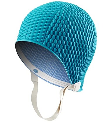 Sporti Bubble Swim Cap with Chin Strap (Teal)