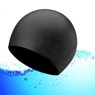 Swim Cap Swimming Cap for Men Women of Short Hair Silicone Elastic Solid Swim Hat Swimming Hat for Youth Adult Black