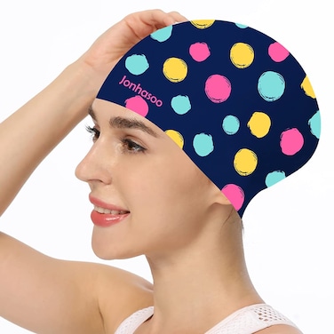 Jonhasoo Swim Cap for Braids and Dreadlocks,Comfortable Extra Large Swimming Cap for Women
