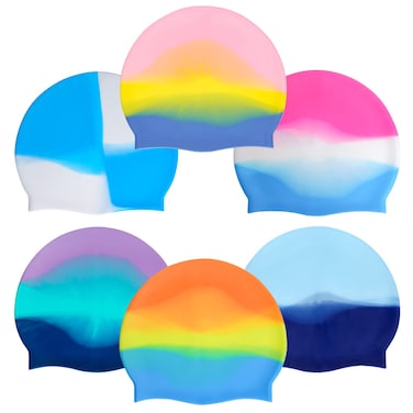 6pcs Silicone Swim Cap for Boys Girls Silicone Kids Swimming Cap Women Men Small Head Swimming Pool Cap Silicone Swimming Cap for Long Hair Short Hair Multi Color Unisex Bath Silicone Shower Cap