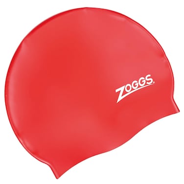 Zoggs Adult Swimming Caps, Comfortable Adult Swimming hat, Non-Slip Lining Adult Swimming Hat, Shaped Swimming Cap, Chlorine Beating Zoggs Swim Cap (One Size), Red