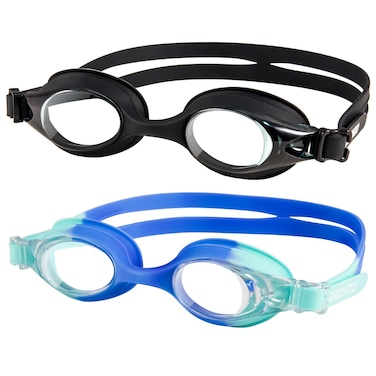 Dizokizo 2 Pack Kids Swimming Goggles Anti-Fog UV Protection NO Leaking Clear Vision Swim Goggles for Kids Age 4-16 Years Black/Blue