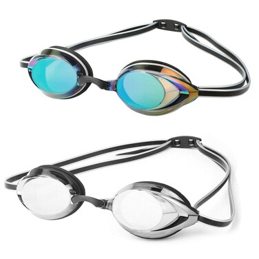 DARIDO Swim Goggles, Swimming Goggles 2 Pack Anti Fog UV Protection No Leaking for Adult, Men, Women, Youth