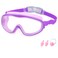KAILIMENG Kids Swim Goggles, Clear Wide View No-Leak Anti-Fog UV Protection Swimming Glasses with Nose Clip Earplugs for Toddlers Youth Child 3-15 Years Old (Purple)
