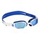 Phelps Ninja Competitive Swim Goggles - Blue Titanium Mirror Lens, White &amp; Blue Frame - Race Fit Strap System, Curved Lens Technology, Anti-Fog, UV Protection