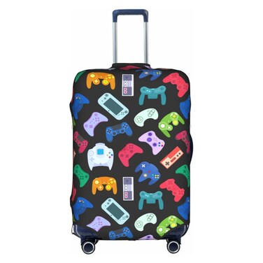 Teery-YY Travel Luggage Cover (ONLY COVER) - Video Game Weapon Controller Pattern, Baggage Suitcase Protector Fits 18-32 Inch with Zipper Dustproof Washable Elastic for Teen Boys Girls Men Women