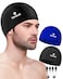 2 Pack Lycra Swim Caps for Women Men, High Elasticity Spandex Fabric Swimming Caps for Long/Short Hair, Comfortable Swim Hats with Ear Plugs &amp; Nose Clip-1