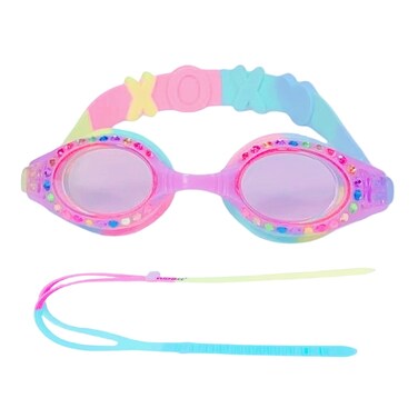YUENREE Girls Swim Goggles - Bling Swimming Goggles for Girls Ages 4-12 - No Leak, Anti-Fog, UV Protection, Easy to Adjust and Non Slip - with Hard Travel Case- Rainbow