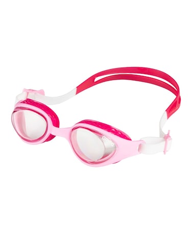 ARENA Unisex Kids Junior Air Goggles for Swimming Ages 6 to 12 Air Seals Anti-Fog Coating Non-Mirror Lens Adjustable Strap, Clear/Pink