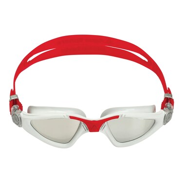 Aquasphere Kayenne Adult Swim Goggles - 180-Degree Distortion Free Vision, Ideal for Active Pool or Open Water Swimmers   Unisex Adult, Silver Titanium-Mirrored Lens, Gray/Red Frame (EP2961006LMS)