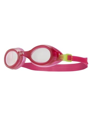 TYR Aqua Blaze Solid Non-Mirrored Youth Fit Goggle, Raspberry/Green