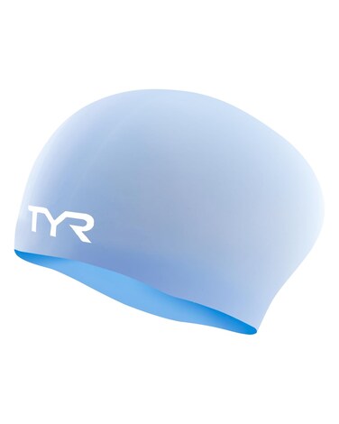 TYR Wrinkle Free Solid Silcone Long Hair Adult Fit Swim Cap, Periwinkle