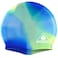Water Gear Jazz Silicone Swim Cap - Flexible Unisex - Great for Short and Long Hair - Improve Your Performance (Blue/Green, One Size)
