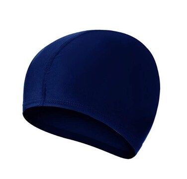 Ewanda store Solid Color Swim Caps for Long Hair Pleated Cloth Swimming Cap Bathing Hat for Adult Men and Women(Navy Blue)