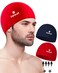 2 Pack Lycra Swim Caps for Women Men, High Elasticity Spandex Fabric Swimming Caps for Long/Short Hair, Comfortable Swim Hats with Ear Plugs &amp; Nose Clip-5