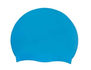 WATER FOXY Silicone Solid Swim Cap - Waterproof Swim Cap with Ergonomic Design for Adult Men Women Kids Helps to Keep Hair Dry Use for Comfortable Swimming, Training (Blue)