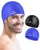 2 Pack Silicone Swim Cap for Men Women, Unisex Adult Swimming Caps for Short/Long Hair to Keep Hair Dry, Waterproof Bathing Caps for Swimming