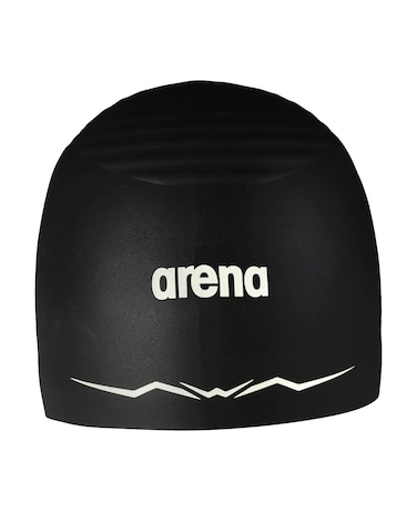 Arena Silicone Racing Swim Cap Men and Women Aquaforce Wave Hydrodynamic Performance Competitive Intensive Swimming, Black, Large