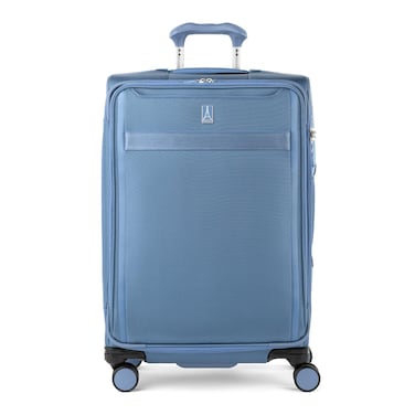 Travelpro VersaPack+ Lightweight Softside Expandable Checked Luggage, 8 Spinner Suitcase, TSA Lock, Men and Women, Checked Medium 25-Inch, Elemental Blue
