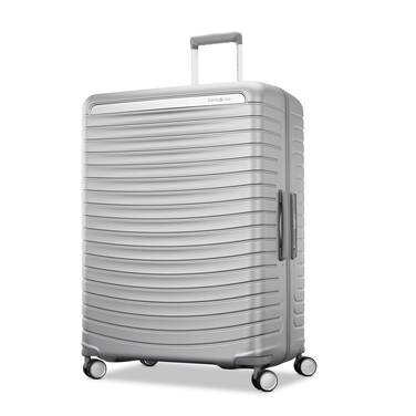 Samsonite Framelock Max Hardside Luggage with Spinner Wheels, Lightweight zipper-less, LARGE SPINNER, GLACIAL SILVER