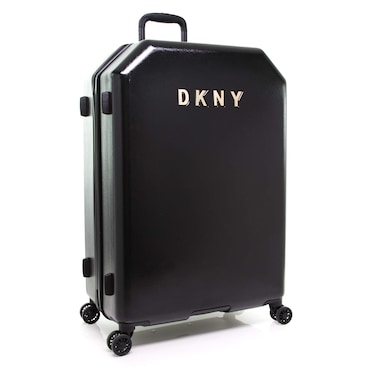 DKNY Metal Logo Hardside Spinner Luggage, Black, 30 Inch