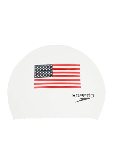Speedo Mens Swim 71252-100-1SZ Flag Latex Cap, Flag White