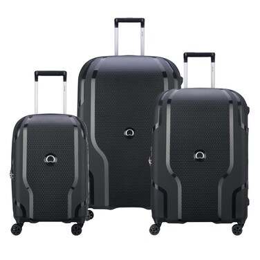 DELSEY PARIS Clavel Hardside Expandable Luggage with Spinner Wheels, Black, 3-Piece Set (19/25/30)