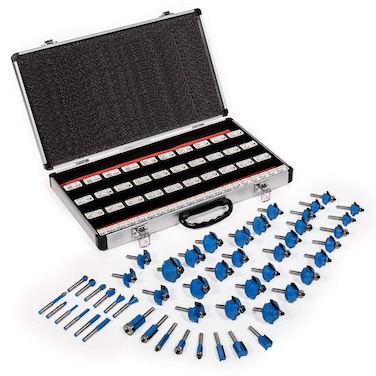 XtremepowerUS Premium Tungsten Carbide Router Bits Router Bits 50-piece 1/4 inch with Aluminum Storage Case