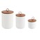 Simcat Modern Rustic Ceramic Food Storage Jar Canister - Airtight Seal Bamboo Lid, Three-Piece Set in White