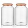 Labina Glass Storage Container Airtight Food Jars Kitchen Canister with Wood Lids, 88 Oz Wide Mouth Pantry Organization Glass Jar for Flour, Sugar, Cookie, Spagetti, Nuts and Candy (2 Pack)