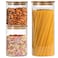YMMIND Glass Food Storage Jars Set of 3 with Bamboo Lid Airtight Glass Storage Canister, Cylindrical Kitchen Clear Food Storage Container Jar, for Pasta, Coffee, Cookies, Nuts, Cereal, Oats, Flour