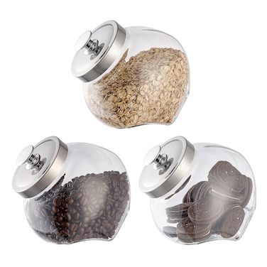 Hyperspace Mini Glass Penny Jar, Candy Jar, Cookie Jar, Kitchen Canister, Set of 3 (37 OZ)