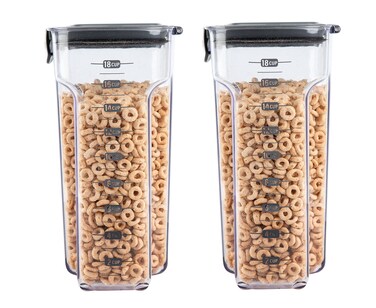 Progressive International ProKeeper+ Clear Plastic Airtight Food Baker's Kitchen Storage Organization Container Canister Set with Magnetic Accessories, 2- Piece Set (Cereal 4.5-Quart)