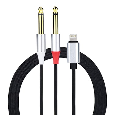 Enbiawit Lightning to Dual 6.35mm Mono Stereo Y-Cable Splitter Lightning to Dual 1/4 inch Audio Cable Compatible for iPhone14/13/12/11/X/XS/XR/8/7/iPad,Amplifier, Speaker, Headphone, Mixing Console